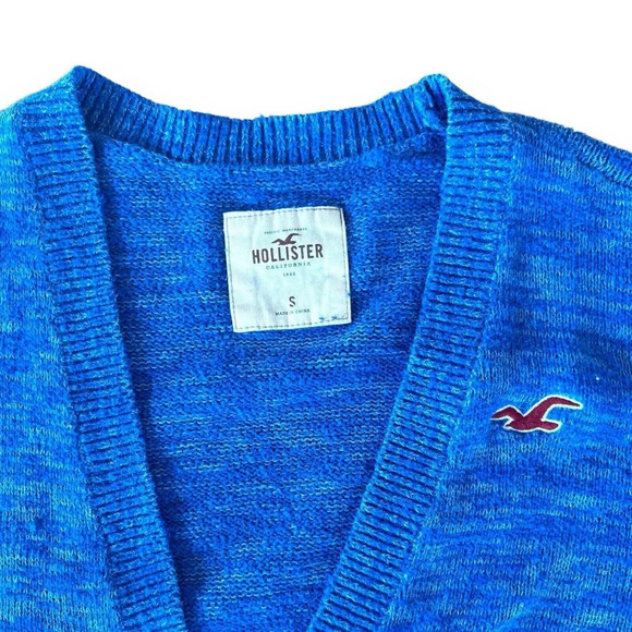 Hollister Women's Blue Knit Long Line Open Front Cardigan Sweater Size Small - Picture 7 of 13